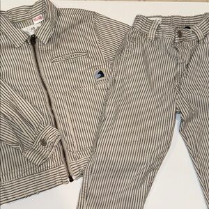 Zara Black and White Striped Jacket and Pants Set